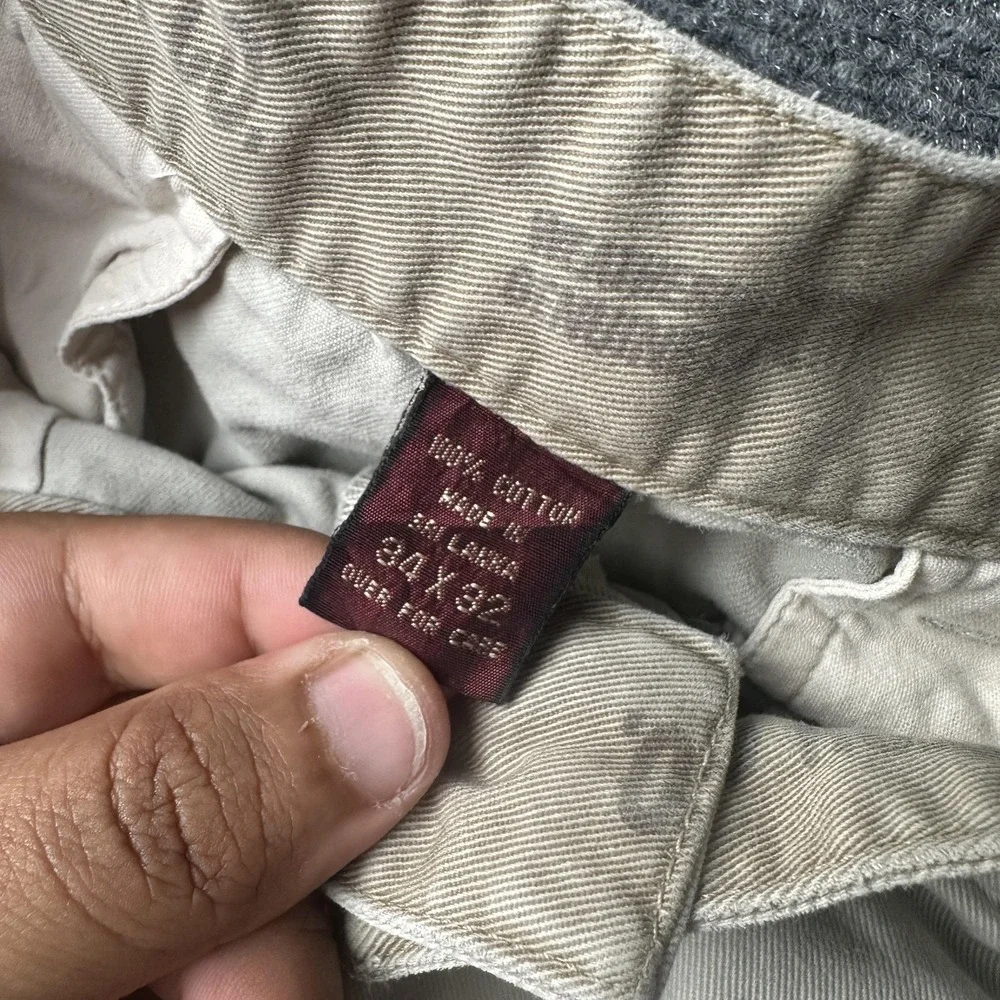VTG Abercrombie & Fitch Pants Mens 34x32 Beige Chino Pleated Relaxed Fit Cotton